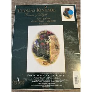 Thomas Kinkade Embellished Cross Stitch “Spring Gate” Kit New Vintage